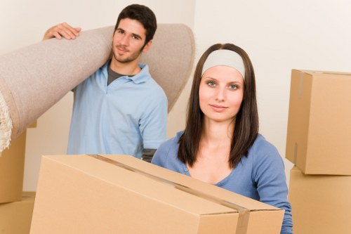 Packed moving boxes and household items ready for transport in Richmond Upon Thames